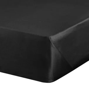 Prześcieradło gładkie bez gumki 160x210 cm z satyny bawełnianej kolor czarny 125 g/m2 NOVA