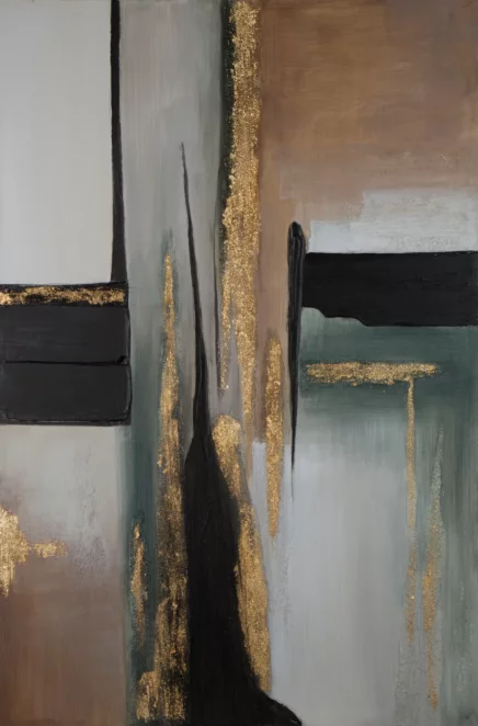 Obraz abstrakcja beżowo, biały malowany ręcznie na płótnie 80x120 cm COLLAGE 4