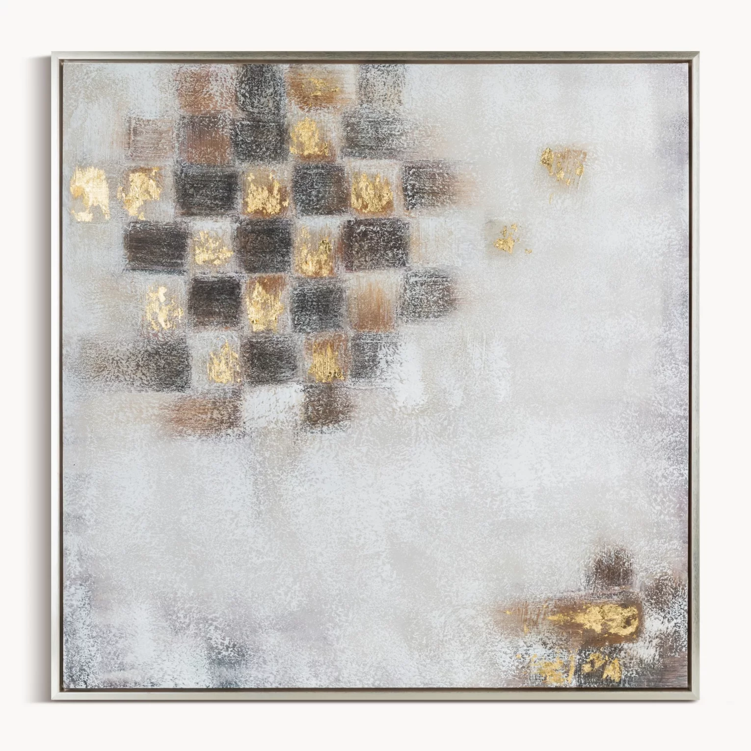 Obraz abstrakcja biało, czarny ręcznie malowany na płótnie 80x80 cm DELUSION 2