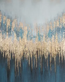 Obraz abstrakcja granatowo, złoty ręcznie malowany na pł&oacute;tnie 80x100 cm MIRAGE 1