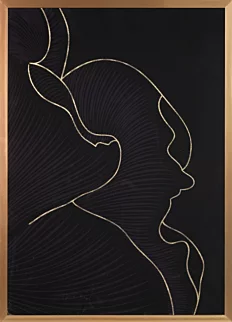 Obraz abstrakcja czarny ze złotym błyszczącym nadrukiem w złotej ramie 53x73 cm PEONIA 6 LIMITED COLLECTION