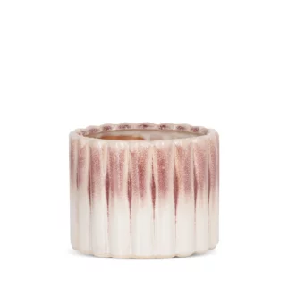 Osłonka ceramiczna na donicę kremowo-różowa z efektem ombre średnica 14x11 cm EVITA