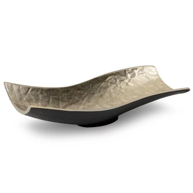 Patera metalowa czarno-złota o falujących brzegach  36x16x9 cm  PEDRO
