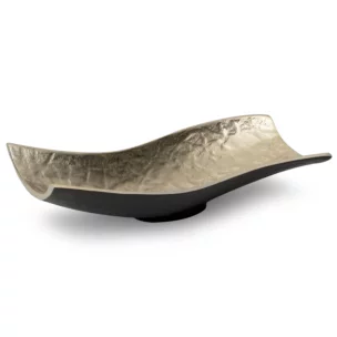 Patera metalowa czarno-złota o falujących brzegach 36x16x9 cm PEDRO