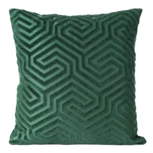 Poszewka na poduszkę 40x40 cm welwetowa kolor ciemnozielony z żakardowym geometrycznym wzorem INGA PIERRE CARDIN