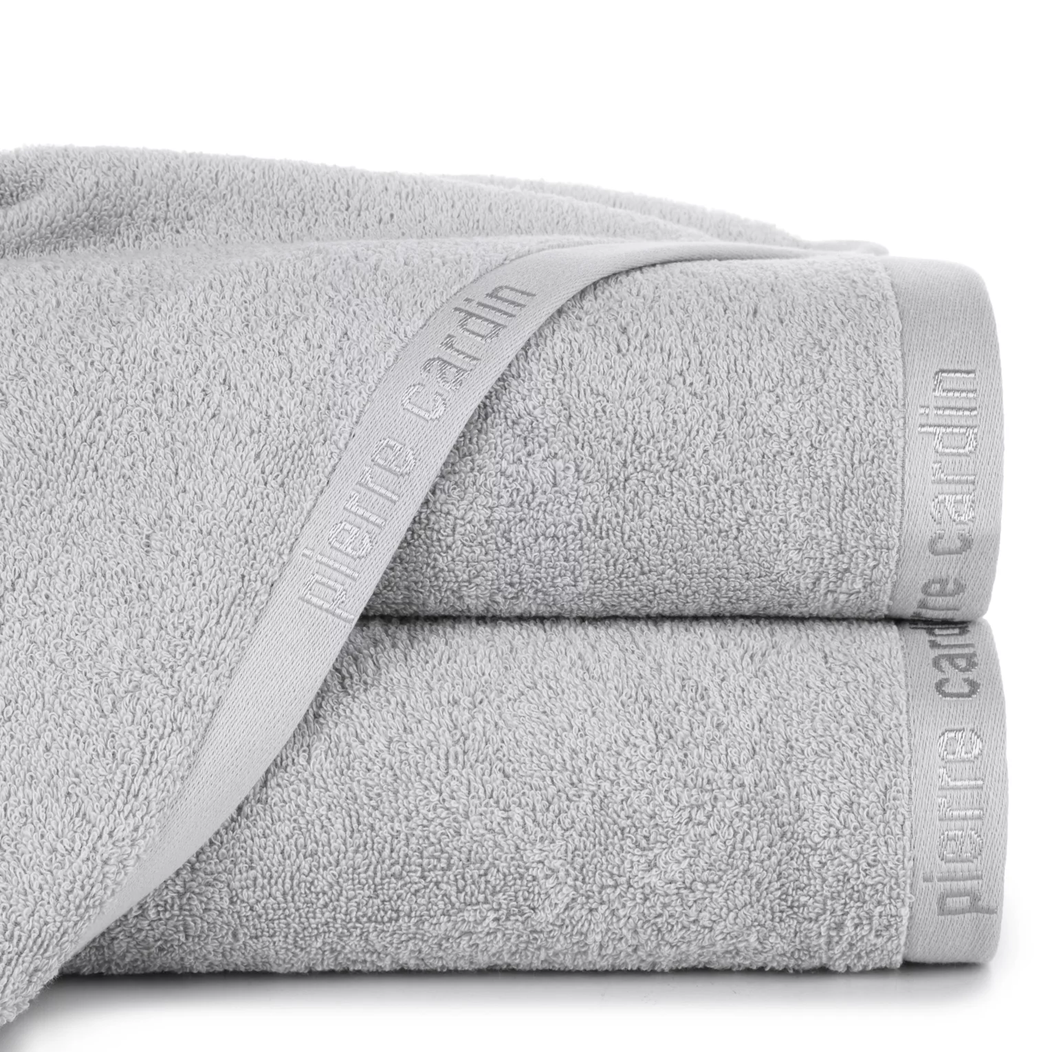 Ręcznik kąpielowy 50x90 cm bawełniany kolor srebrny z żakardową bordiurą 430 g/m2 EVI Pierre Cardin