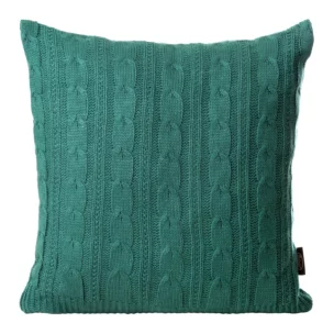 Poszewka na poduszkę 45x45 cm ciemnozielona z drobnym plecionym wzorem AKRYL 2