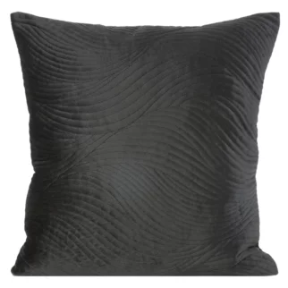 Poszewka na poduszkę 45x45 cm welwetowa, czarna pikowana w falujący wzór RIA5 Eurofirany Premium