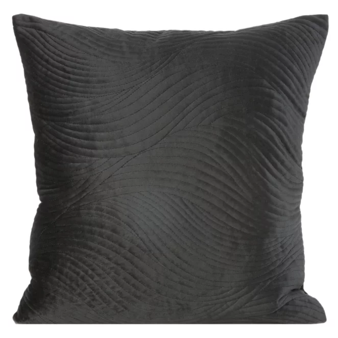 Poszewka na poduszkę 45x45 cm welwetowa, czarna pikowana w falujący wzór RIA5 Eurofirany Premium