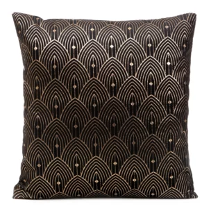 Poszewka na poduszkę 40x40 cm czarna ze złotym nadrukiem w stylu art deco AGNES DESIGN 91