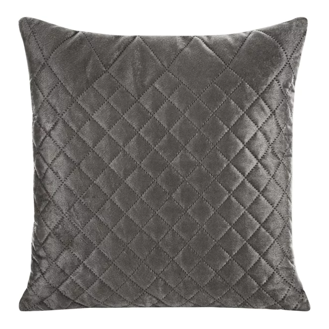 Poszewka na poduszkę 40x40 cm welwetowa grafitowa pikowana metodą hot press w geometryczny wzór LUIZ 3 DESIGN 91