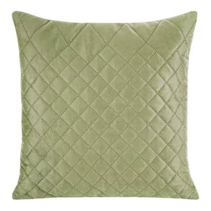 Poszewka na poduszkę 40x40 cm welwetowa jasnozielona pikowana metodą hot press w geometryczny wzór LUIZ 3 DESIGN 91