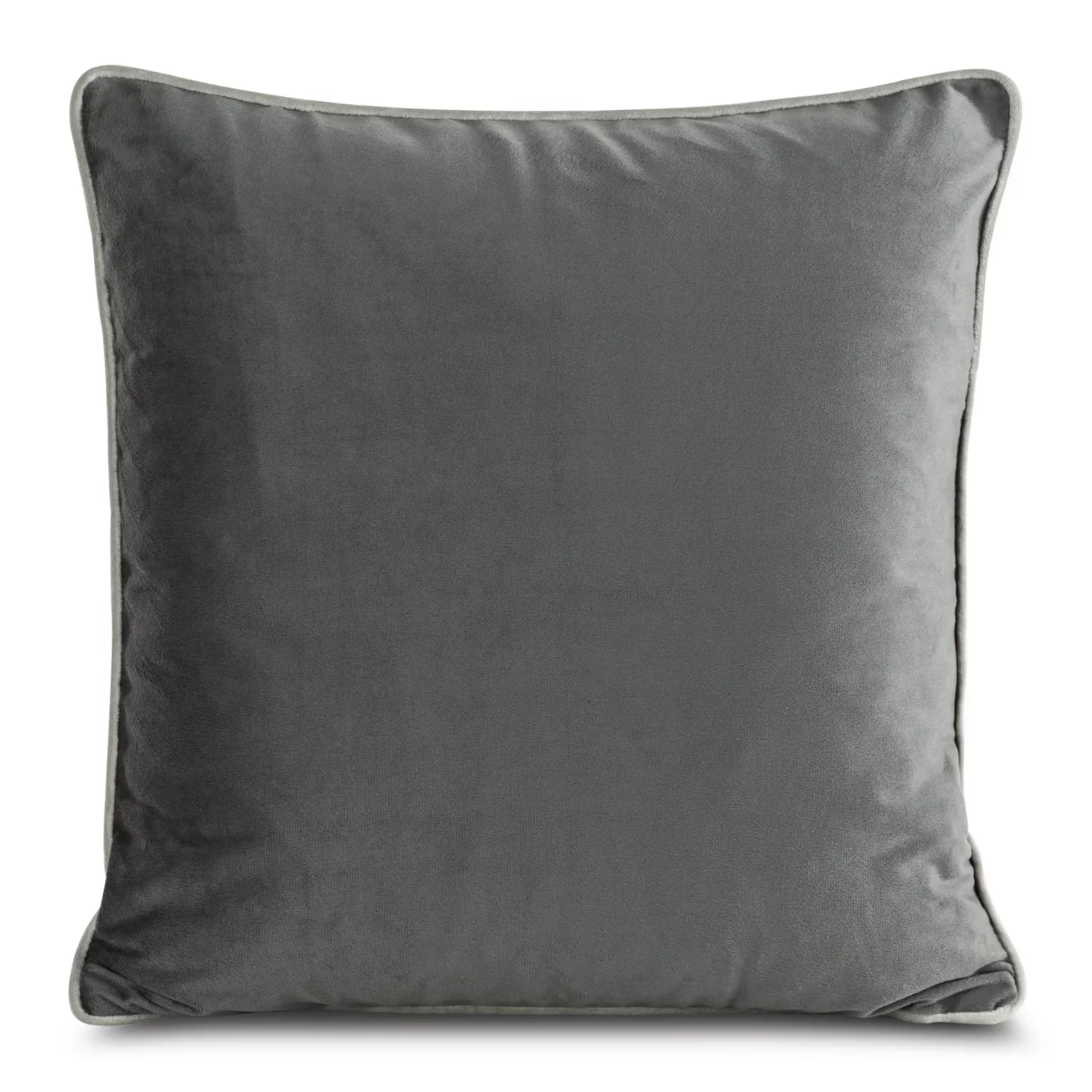 Poszewka na poduszkę 60x60 cm welwetowa stalowa zdobiona kontrastującą wypustką na brzegach poszewki MELIA Eurofirany Premium
