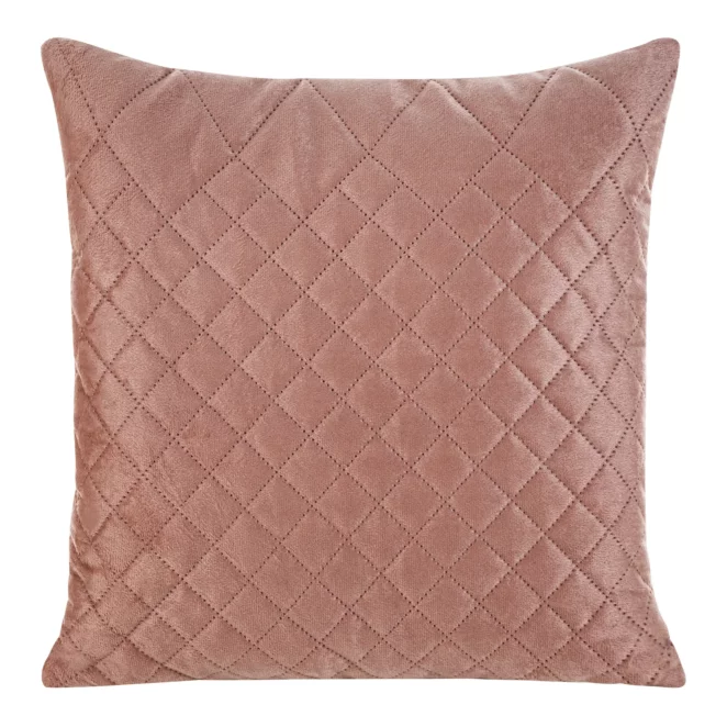 Poszewka na poduszkę 40x40 cm welwetowa różowa pikowana metodą hot press w geometryczny wzór LUIZ 3 DESIGN 91