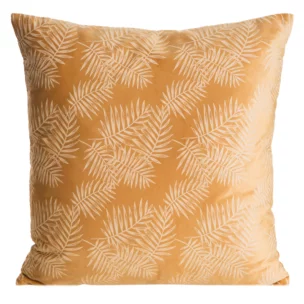 Poszewka na poduszkę 45x45 cm z miękkiego welwetu pomarańczowa z nadrukiem liści palmy VELVET 74 Eurofirany Premium