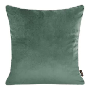 Poszewka na poduszkę 45x45 cm welwetowa kolor ciemnomiętowy, jasnoszary, dwustronna z wypustką na brzegach VELVET 57 Eurofirany Premium