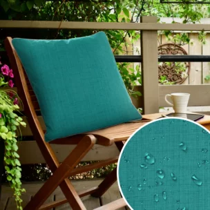 Poszewka na poduszkę 45x45 cm z gładkiej tkaniny wodoodpornej turkusowa idealna do ogrodu i na taras GARDEN 3