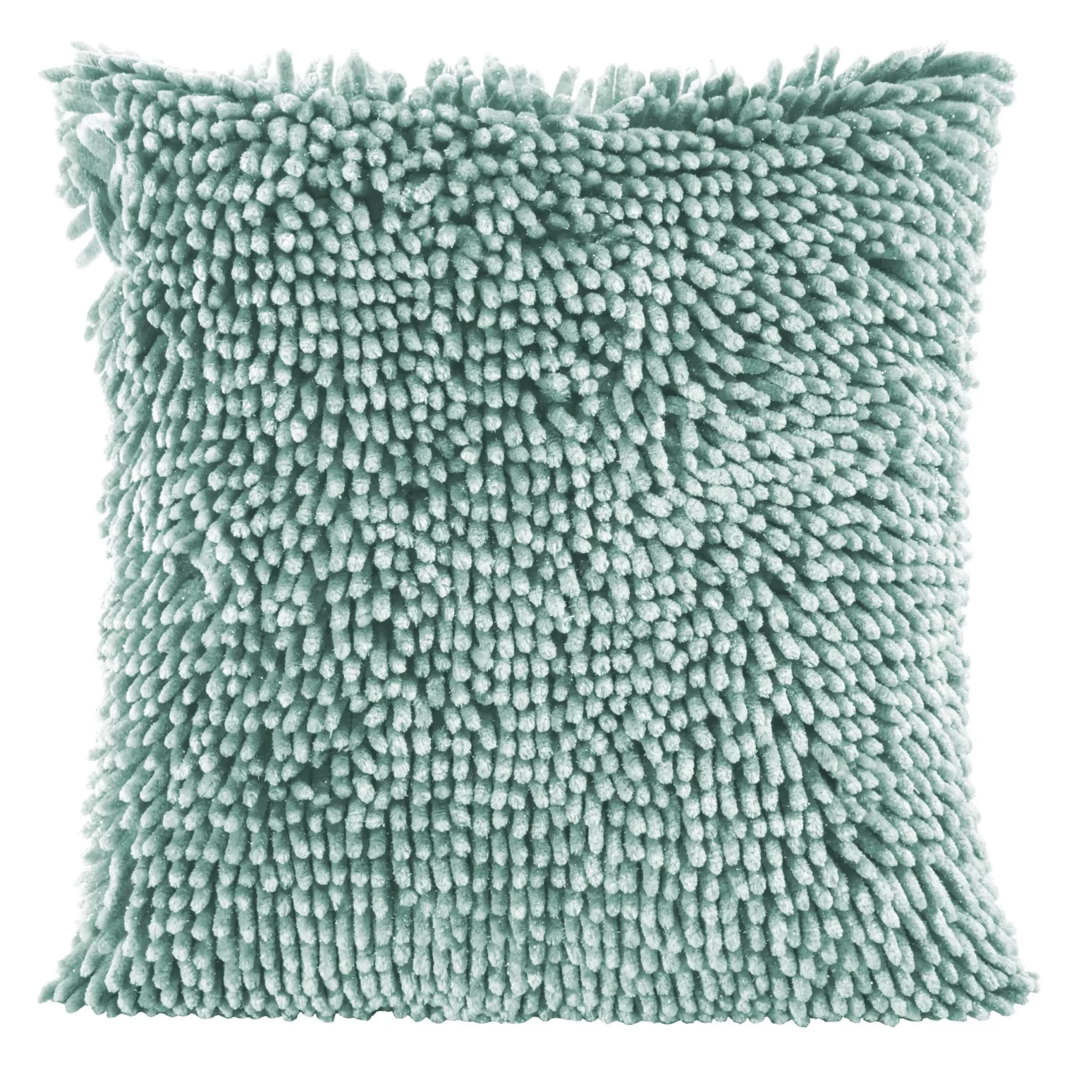 Poszewka na poduszkę 40x40 cm miętowa z długimi ozdobnymi frędzlami SHAGGY