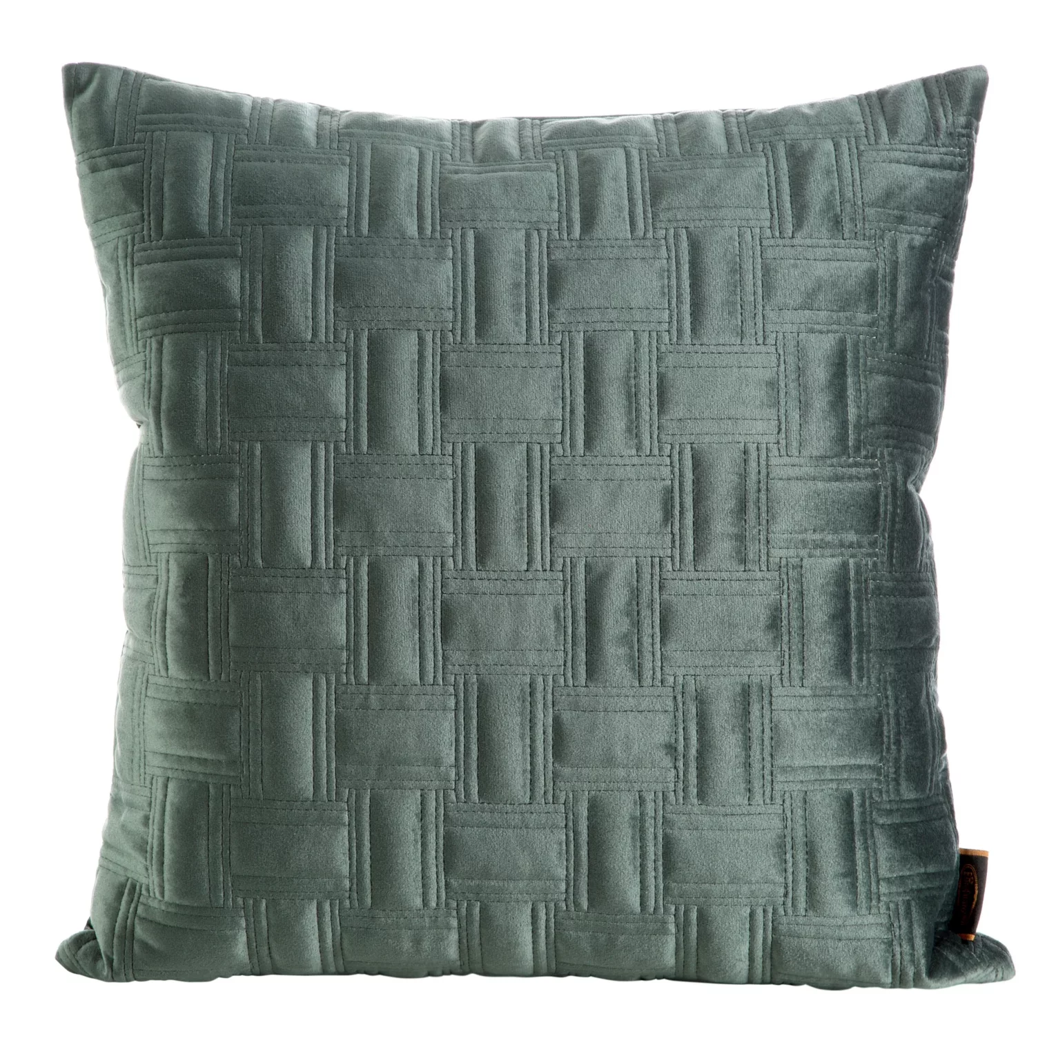 Poszewka na poduszkę 45x45 cm welwetowa, ciemnomiętowa pikowana w geometryczny wzór RIA 3 Eurofirany Premium