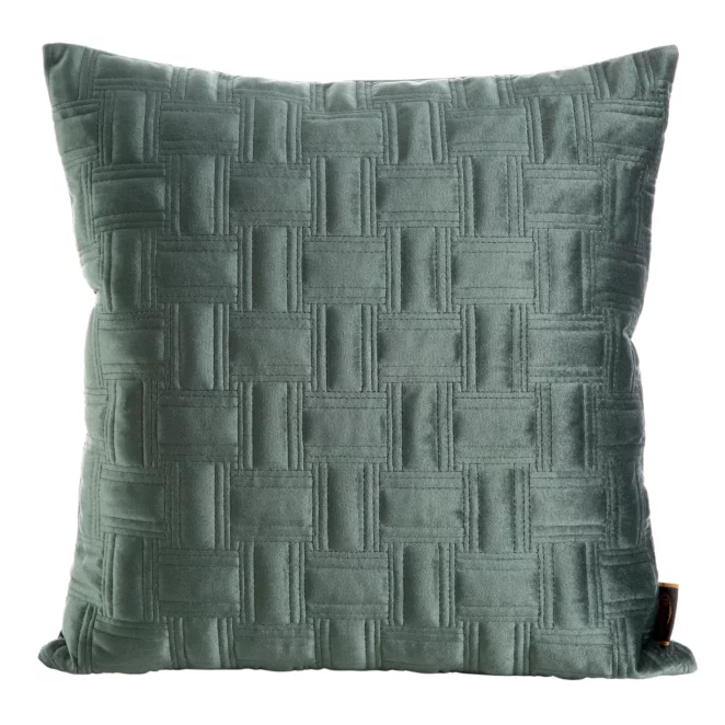 Poszewka na poduszkę 45x45 cm welwetowa, ciemnomiętowa pikowana w geometryczny wzór RIA 3 Eurofirany Premium