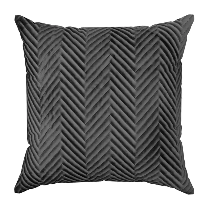Poszewka na poduszkę 45x45 cm welwetowa, czarna pikowana w jodełkę metodą hot press SOFIA Eurofirany Premium