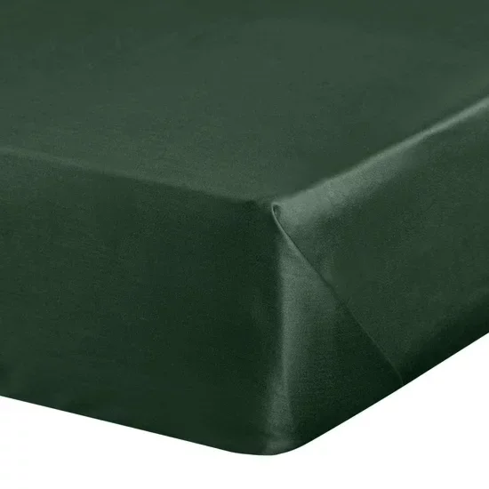Prześcieradło bez gumki 180x210 cm z satyny bawełnianej kolor ciemnozielony 125 g/m2 DINA Diva Line