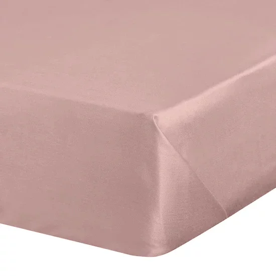 Prześcieradło bez gumki 160x210 cm z satyny bawełnianej kolor pudrowy róż 125 g/m2 DINA Diva Line