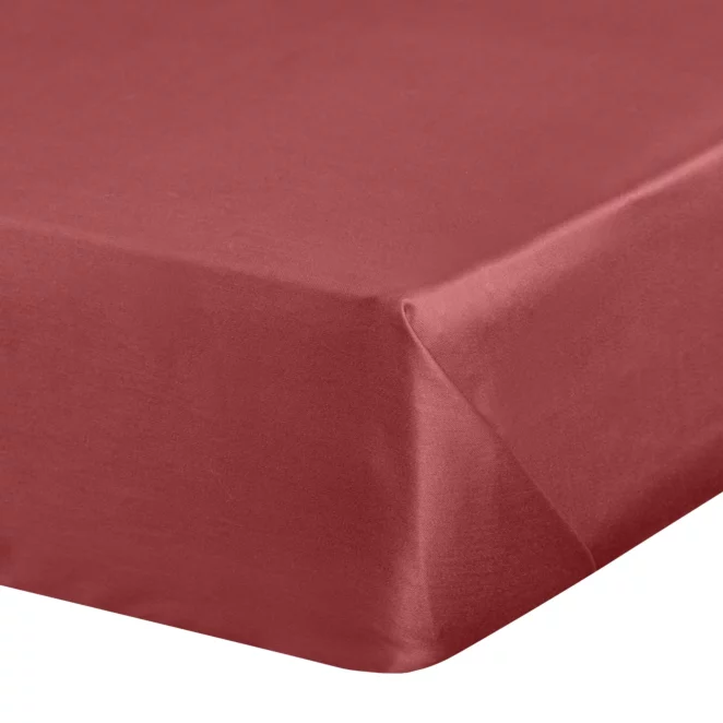Prześcieradło gładkie bez gumki 160x210 cm z satyny bawełnianej kolor czerwony 125 g/m2 NOVA