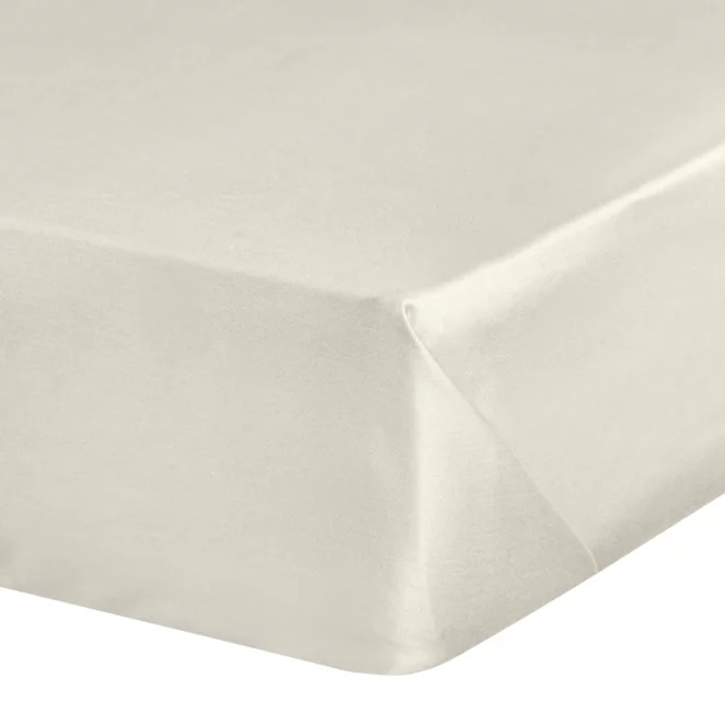 Prześcieradło gładkie bez gumki 160x210 cm z satyny bawełnianej kolor kremowy 125 g/m2 NOVA