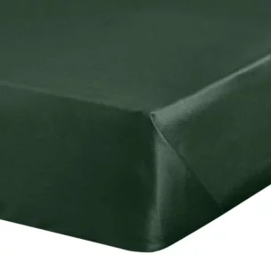 Prześcieradło gładkie bez gumki 180x210 cm z satyny bawełnianej kolor ciemnozielony 125 g/m2 NOVA