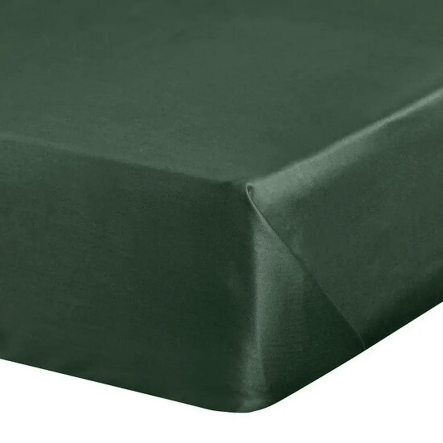 Prześcieradło gładkie bez gumki 220x210 cm z satyny bawełnianej kolor ciemnozielony 125 g/m2 NOVA