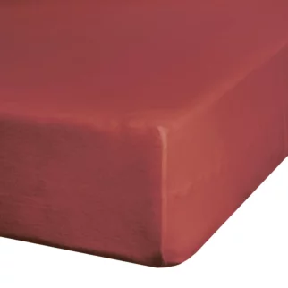 Prześcieradło gładkie z gumką 100x200 cm z satyny bawełnianej kolor czerwony 125 g/m2 NOVA 3