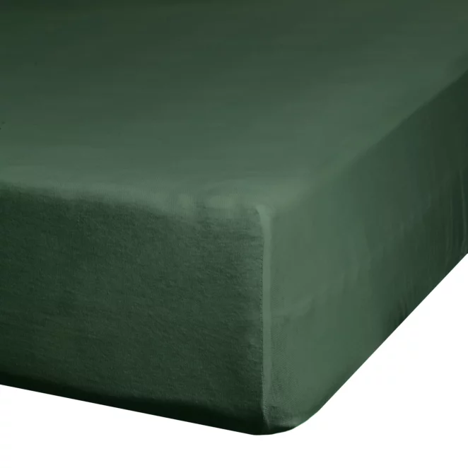Prześcieradło gładkie z gumką 220x200 cm z satyny bawełnianej kolor ciemnozielony 125 g/m2 NOVA 3
