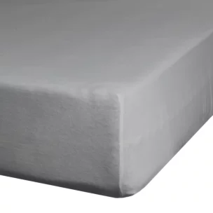 Prześcieradło gładkie z gumką 160x200 cm z satyny bawełnianej kolor stalowy 125 g/m2 NOVA 3