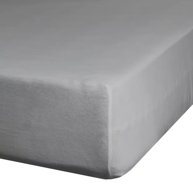 Prześcieradło gładkie z gumką 160x200 cm z satyny bawełnianej kolor stalowy 125 g/m2 NOVA 3
