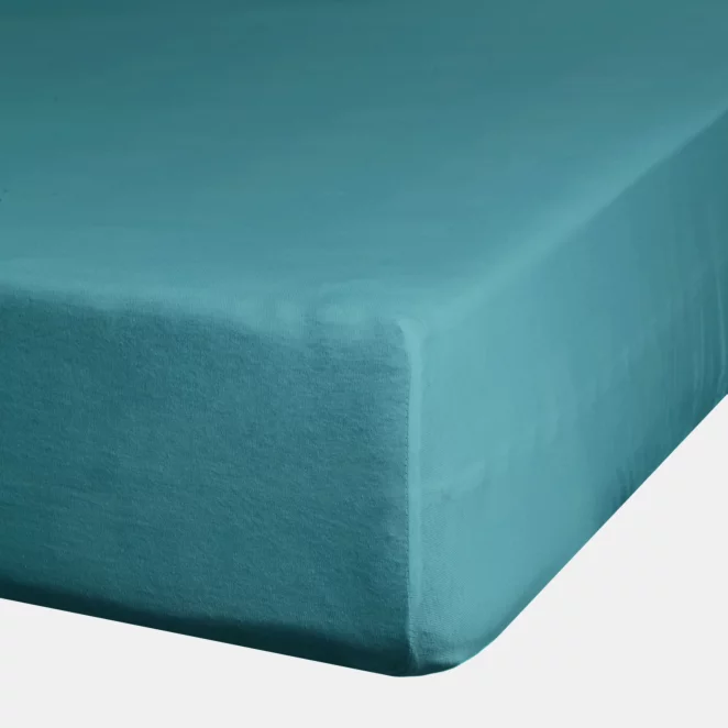 Prześcieradło gładkie z gumką 100x200 cm z satyny bawełnianej kolor turkusowy 125 g/m2 NOVA 3