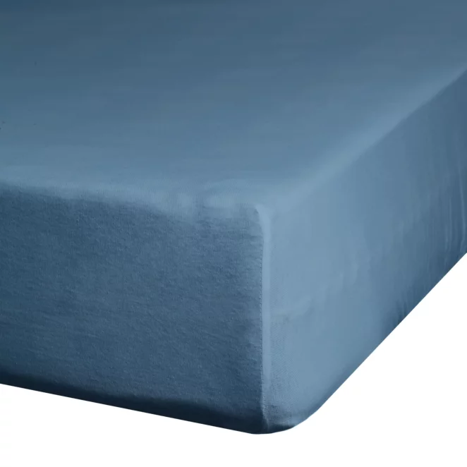 Prześcieradło gładkie z gumką 180x200 cm z satyny bawełnianej kolor ciemnoniebieski 125 g/m2 NOVA 3