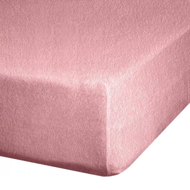 Prześcieradło frotte z gumką 220x200 cm z bawełny kolor pudrowy róż 170 g/m2 Design 91