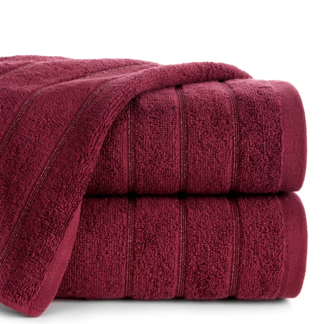 Ręcznik kąpielowy 70x140 cm bawełniany kolor bordowy z lśniącymi paseczkami 500 g/m2 DALI