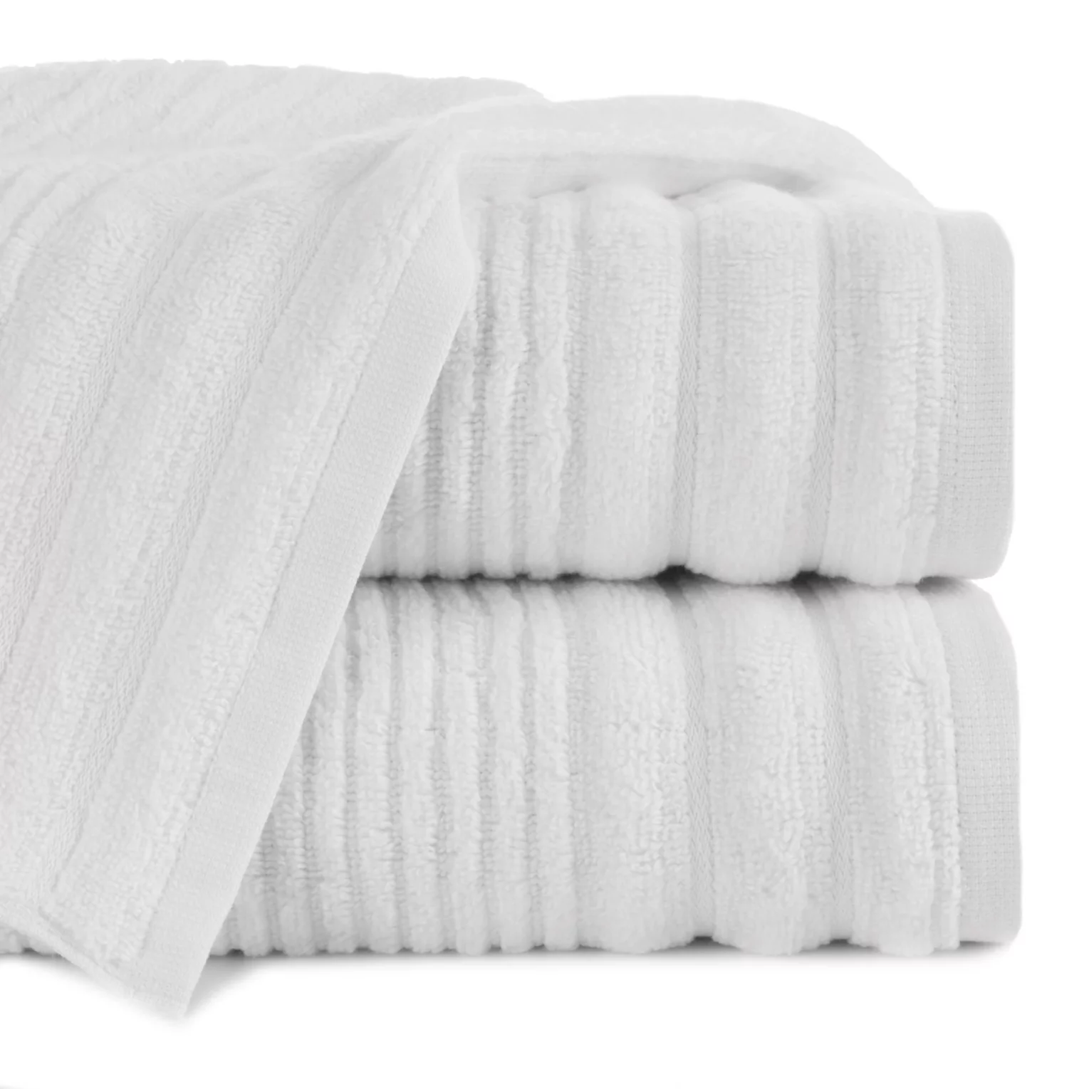 Ręcznik do rąk 30x50 cm bawełniany kolor biały bordiurą zero twist zdobiony paseczkami 400 g/m2 SAMMY