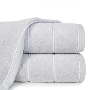 Ręcznik do rąk 30x50 cm bawełniany kolor srebrny z welwetową bordiurą 500 g/m2 MARI