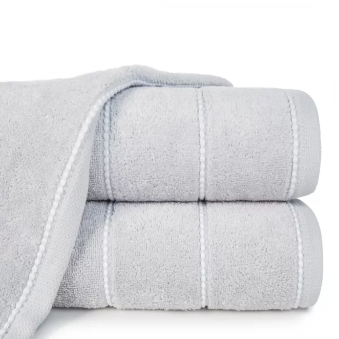 Ręcznik do rąk 30x50 cm bawełniany kolor srebrny z welwetową bordiurą 500 g/m2 MARI