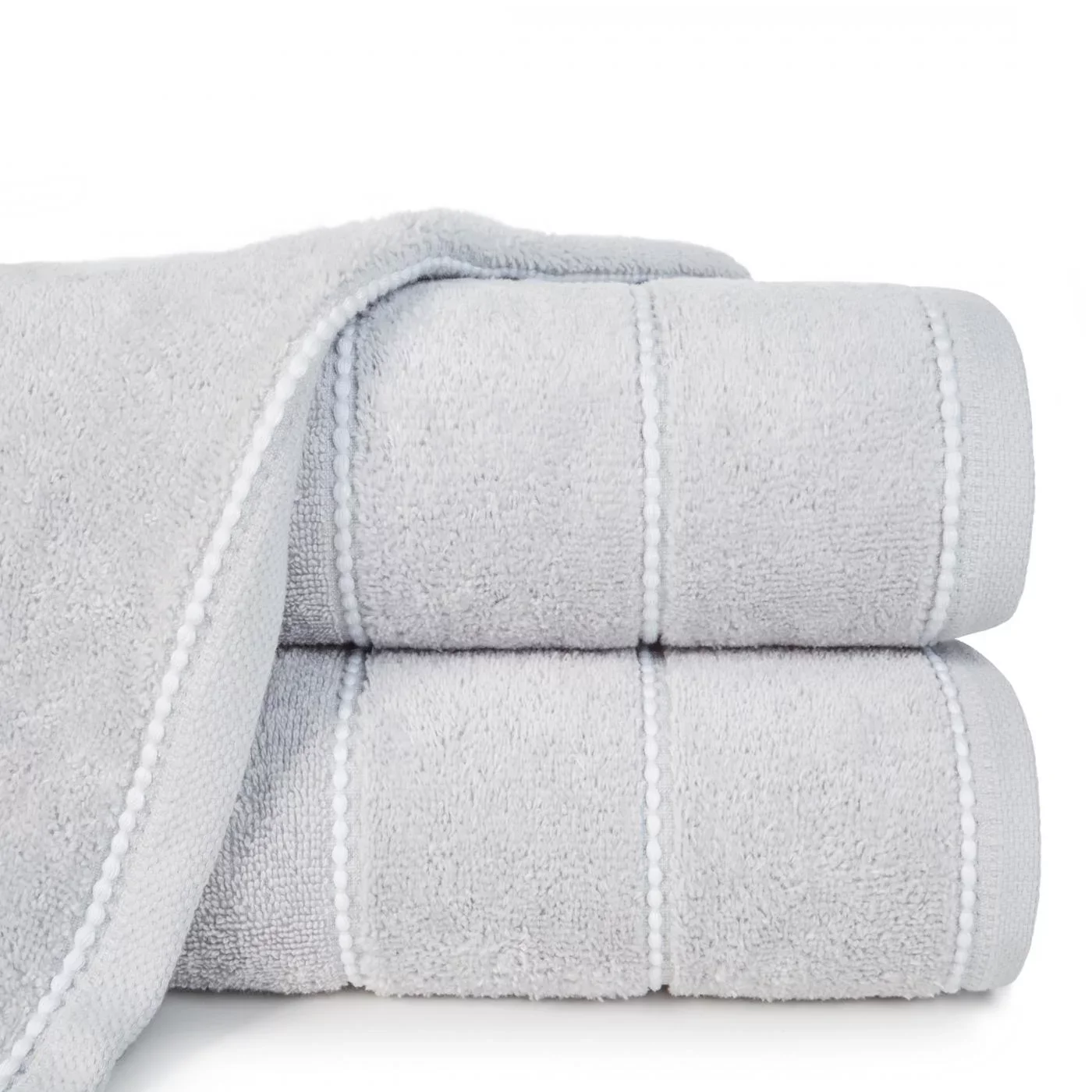 Ręcznik kąpielowy 50x90 cm bawełniany kolor srebrny z welwetową bordiurą 500 g/m2 MARI