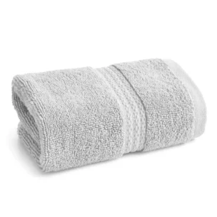 Ręcznik do rąk 30x50 cm z bawełny egipskiej kolor srebrny z ozdobną bordiurą 610 g/m2 EGIPT