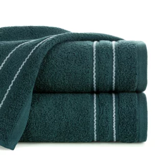 Ręcznik do rąk 30x50 cm bawełniany kolor turkusowy zdobiony paseczkami 500 g/m2 EMINA