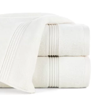 Ręcznik do rąk 30x50 cm bawełniany kolor kremowy 0 twist zdobiony paseczkami 550 g/m2 MOLLY