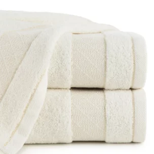 Ręcznik do rąk 30x50 cm bawełniany kolor kremowy z ozdobną bordiurą 500 g/m2 NESSY