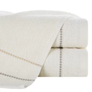 Ręcznik do rąk 30x50 cm bawełniany kolor kremowy z kontrastującymi paseczkami 500 g/m2 SUZI