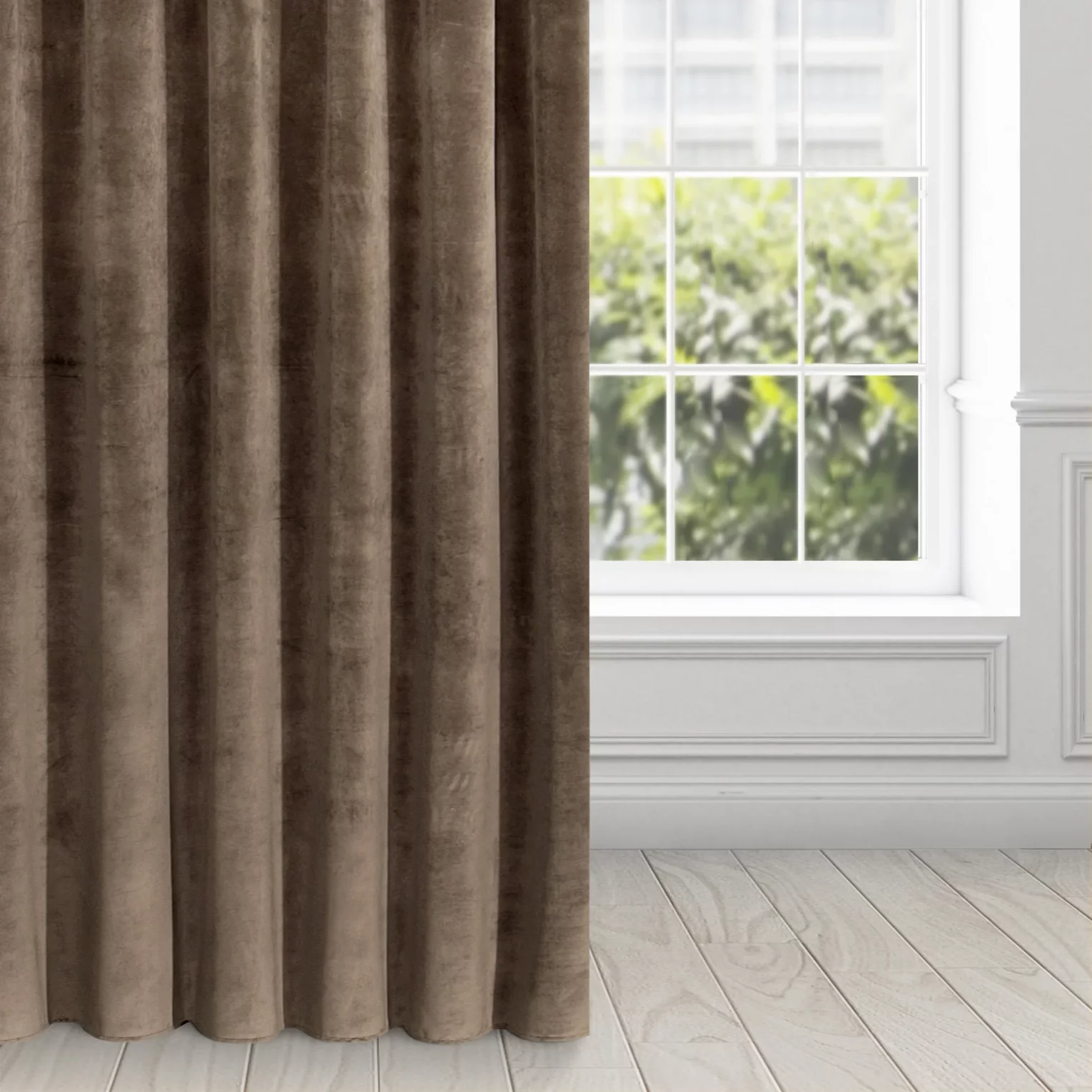 Zasłona brązowa z ekskluzywnego aksamitnego welwetu 290 g/m2 140x270 cm taśma - RIA - Diva Line