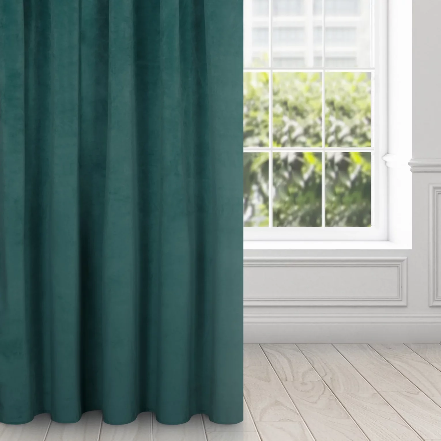 Zasłona ciemnoturkusowa z ekskluzywnego aksamitnego welwetu 290 g/m2 140x270 cm taśma - RIA - Diva Line